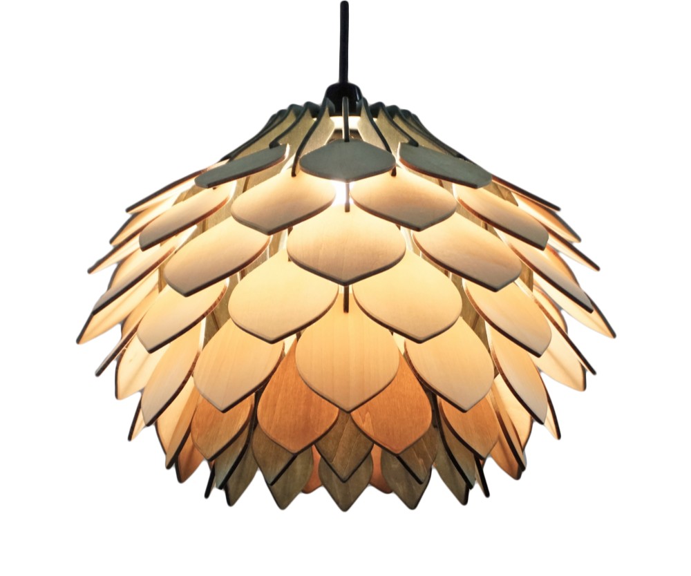 カラーオーダーの木製照明　ペンダントライト　NLU・緑黄　｜ナカオランプ｜