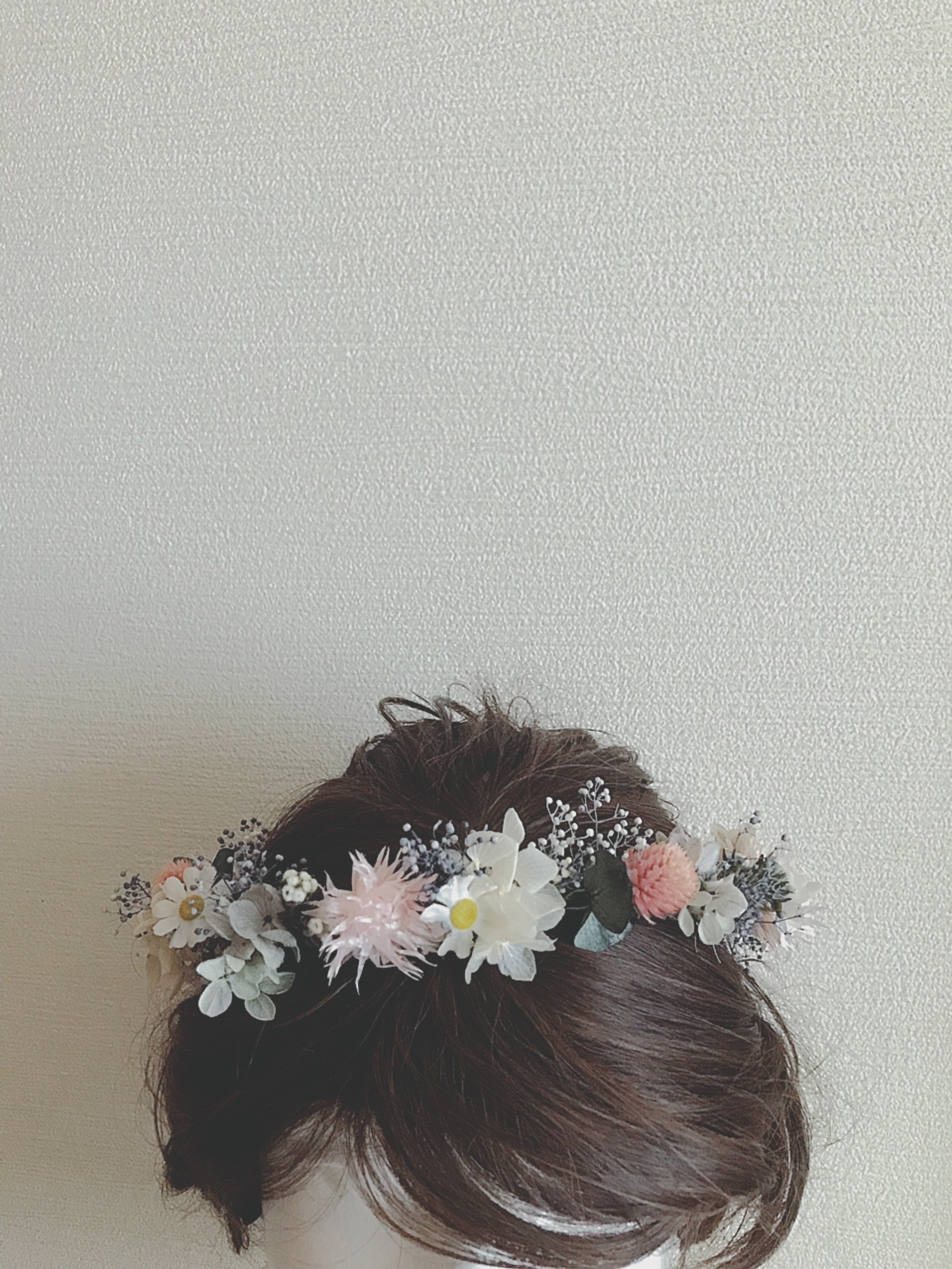 優しいピンクのナチュラルな花冠