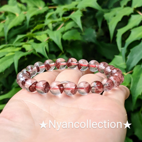希少! 高品質 ブラジル産 レッドファントムインクォーツブレスレット