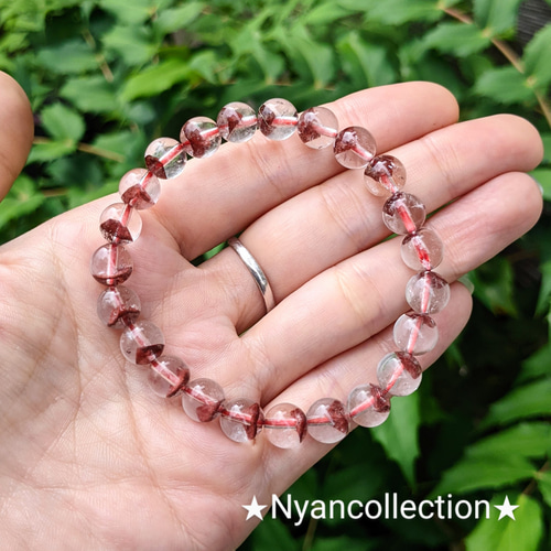 希少! 高品質 ブラジル産 レッドファントムインクォーツブレスレット