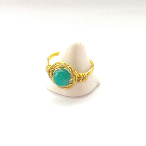 ロシアンアマゾナイトの指輪 お花のワイヤーリング 指輪・リング