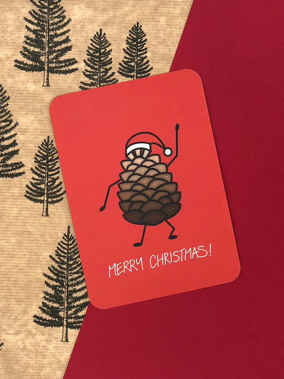 聖誕節明信片3入 | Christmas Pinecone Postcard Set | pulps of wood 第4張的照片