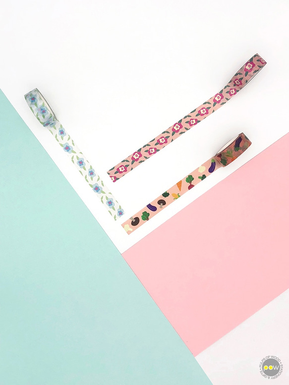 紙膠帶3入 | Floral & Veggie Washi Tape Set | pulps of wood 第2張的照片