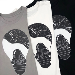 スペース電球Tシャツ - ブラックS |宇宙| Astro電球| Tシャツ|木材のパルプ 2枚目の画像