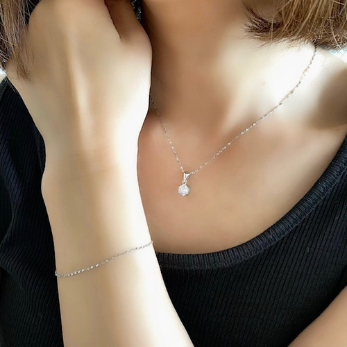 再販】キュービックジルコニアの華奢チェーン2wayサージカルネックレス