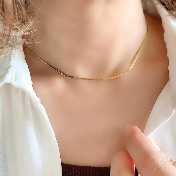 再販×4 特殊加工アレルギー対応のスネークチェーンネックレス