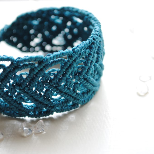 マクラメブレスレット*ターコイズブルーハート ブレスレット うさぎ