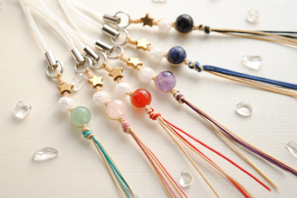 ねがい星*天然石ストラップ その他携帯アクセサリー うさぎ 通販