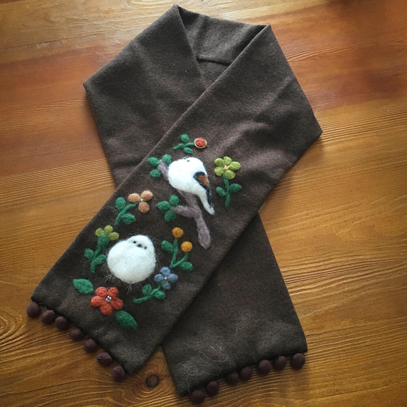 シマエナガのペア マフラー マフラー ことり雑貨kiki 通販 8274487