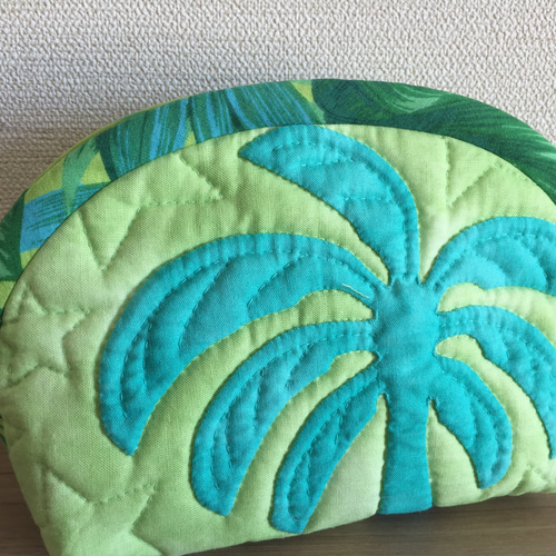 パームツリー柄キルティングカバー　手縫い パームツリー柄キルティングカバー 手縫い