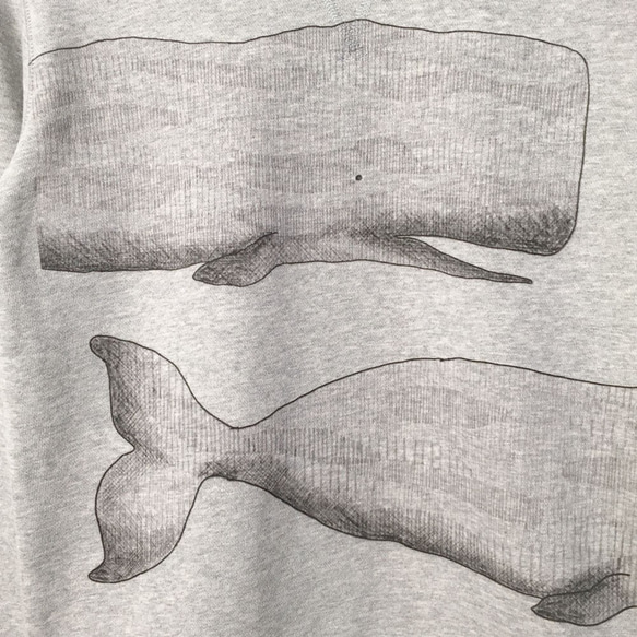 鯨魚打印Crew neck sweat [17094359-08] 第3張的照片