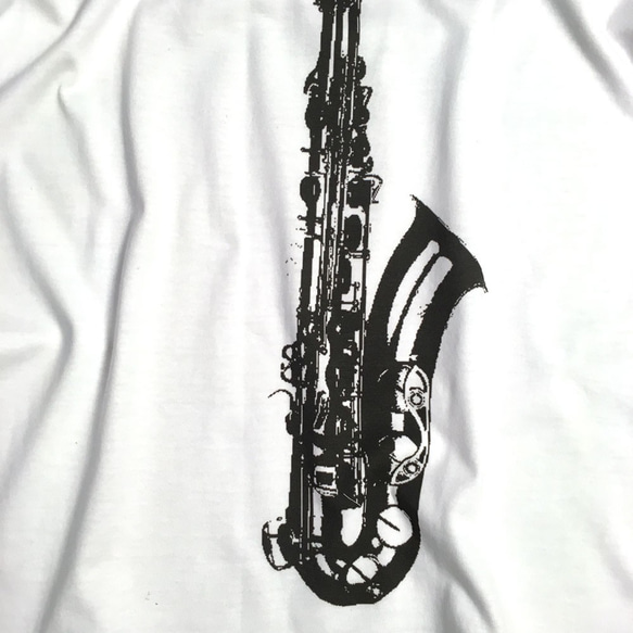 サックス 楽器 プリント ユニセックス メンズ レディース 兼用 Tシャツ [4406-02] 3枚目の画像