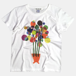抽象画風 花 プリント ユニセックス メンズ レディース Tシャツ [4404-02] 2枚目の画像