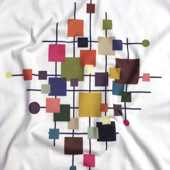 幾何学柄 プリント ユニセックス メンズ レディース Tシャツ [4412-02] 3枚目の画像
