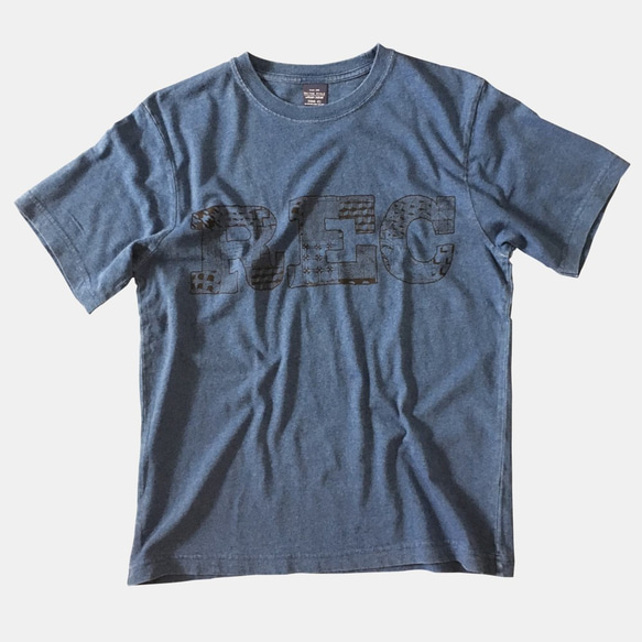 インディゴ REC アルファベット プリント 半袖 Tシャツ メンズ レディース ユニセックス [4422-80] 2枚目の画像