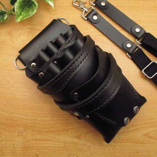 オールブラック7丁差し本革シザーケースSCA-54/BLA