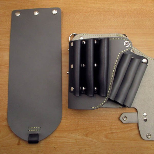 本革 手縫い シザーケース(グレー＆ブラック) フタ付き 7丁対応 SCA