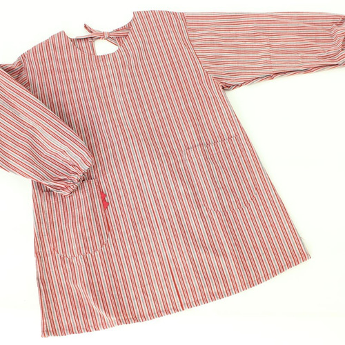 彦太謹製 縞織り 会津木綿 かっぽう着 ホームウェア 上着 赤