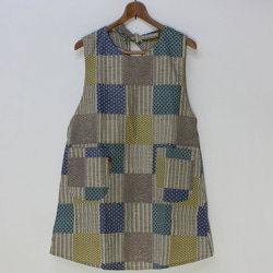 新品未使用品　会津木綿　割烹着 彦太謹製 縞織り 会津木綿 かっぽう着 ホームウェア 上着 赤