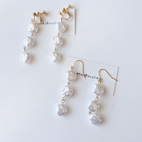 ３連パール ピアス イヤリング ハンドメイド  結婚式 8314c2b6f782d9703f0000092aff42
