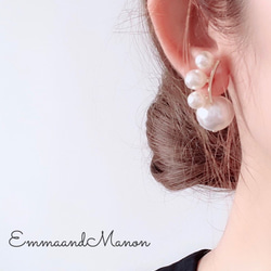 ✨パール 2way ダブルパール ピアス✨ ピアス（フープ） emmaandmanon 