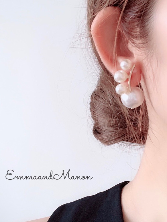 ✨パール 2way ダブルパール ピアス✨ ピアス（フープ