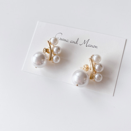 ✨パール 2way ダブルパール ピアス✨ ピアス（フープ