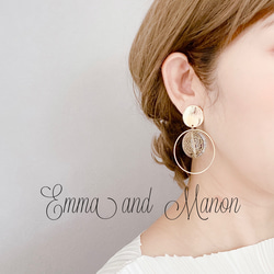 金属アレルギー　チタンポスト　クリア　大ぶりフープ　アンティーク　デザイン　大ぶり　ピアス　イヤリング 2枚目の画像