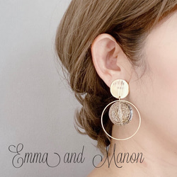 金属アレルギー　チタンポスト　クリア　大ぶりフープ　アンティーク　デザイン　大ぶり　ピアス　イヤリング 3枚目の画像