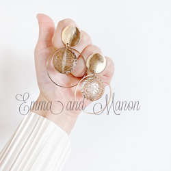 金属アレルギー　チタンポスト　クリア　大ぶりフープ　アンティーク　デザイン　大ぶり　ピアス　イヤリング 6枚目の画像