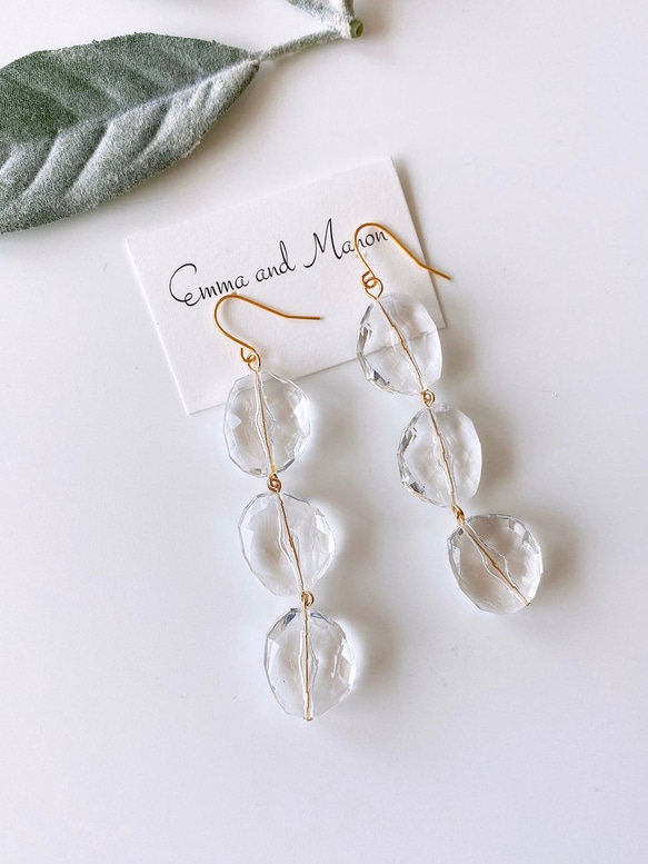 クリア✨ドロップ 揺れる ロング ピアス/イヤリング ピアス