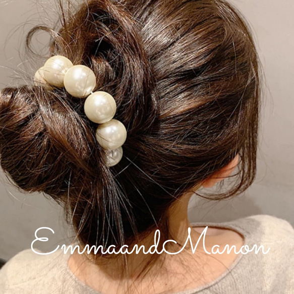 予約可能✨大粒パールが可愛い✨　シンプルヘアのアクセントに✨パール✨ヘアゴム　ヘアアクセサリー 4枚目の画像