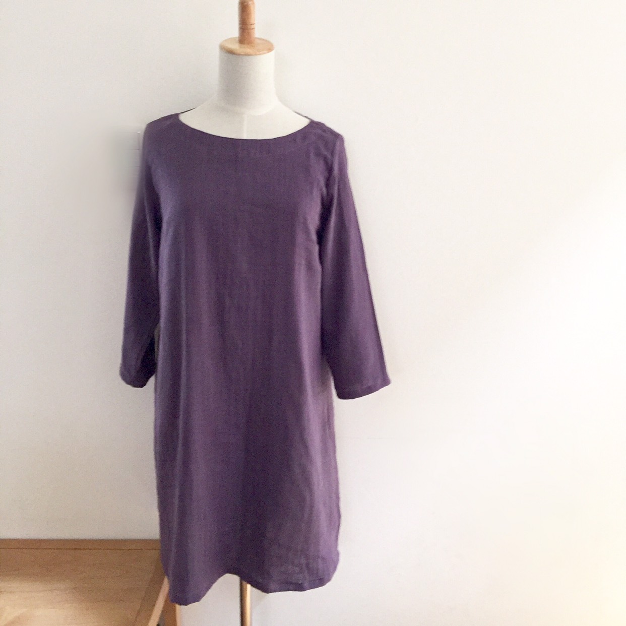 スラブガーゼのチュニックワンピース＊パープル［受注製作］