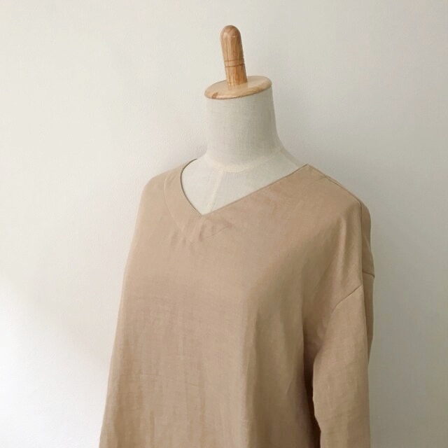 ダブルガーゼのワイドプルオーバー ＊ベージュ［受注製作］