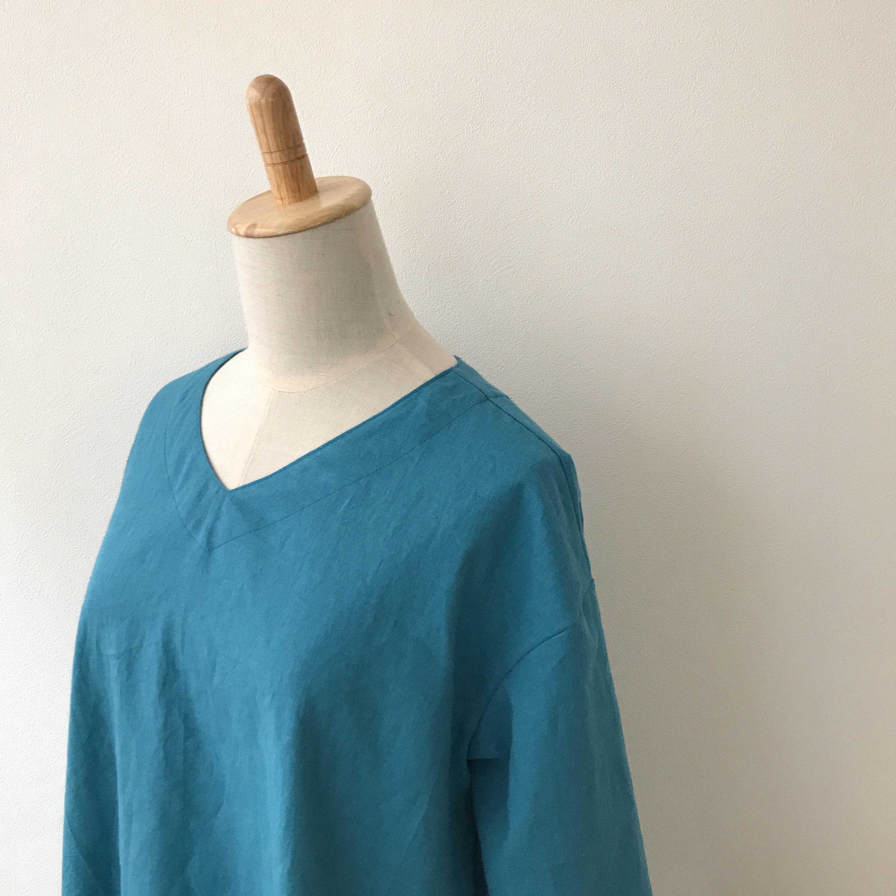 コットンリネンのワイドプルオーバー ＊ターコイズ［受注製作］