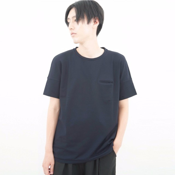 ポンチ素材 / カットソー / Tシャツ / ネイビー   (hishers) 1枚目の画像