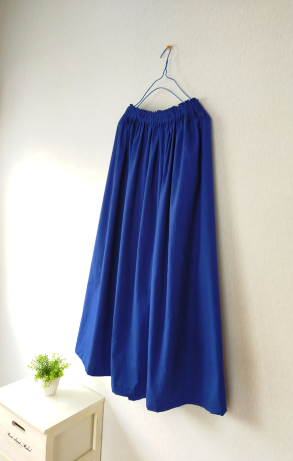 Spring cottonギャザースカート ✦ 人気ロイヤルブルー made in japan 2枚目の画像