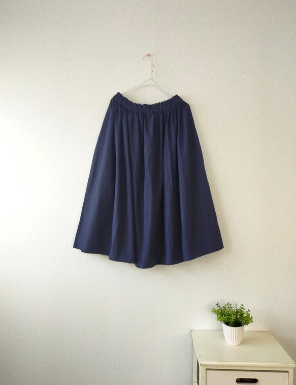 Spring cottonギャザースカート ✦選べる35色✦人気ボトルグリーン made in japan 3枚目の画像