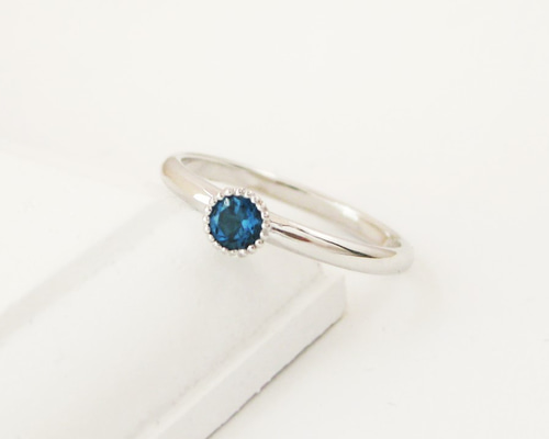 フローラピンキーリング(シルバー,ロンドンブルートパーズ) 指輪