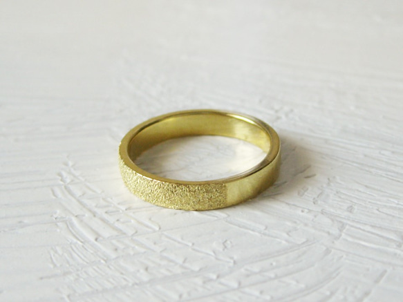 K18YGシンプル平打ちリング(ハーフスターダスト)☆受注制作☆ 指輪