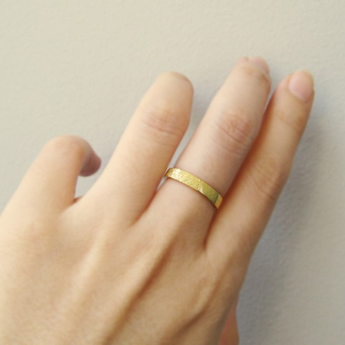K18YGシンプル平打ちリング(ハーフスターダスト)☆受注制作☆ 指輪