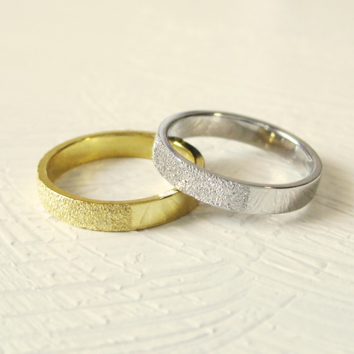 K18YGシンプル平打ちリング(ハーフスターダスト)☆受注制作☆ 指輪