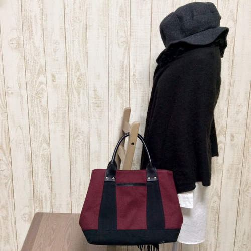 帆布と本革ハンドルのシンプルトートバッグ 6号帆布（倉敷帆布製）革コンビ・トート Lsize・Lemonton