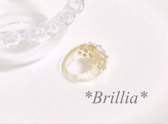 【再再再々...販】*Brillia*スワロフスキー＊アクリルジュエルリング 4枚目の画像