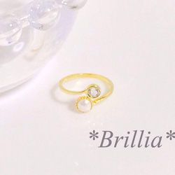 *Brillia*スワロフスキーのクリスタルピンキーリング 2枚目の画像