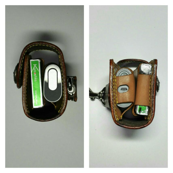 gloグローホルダーオリジナルデザインブラウンヌメ革カードポケット付 4枚目の画像