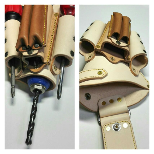 マキタ10.8vインパクト、ドリルドライバーホルダーサドルレザー生成り