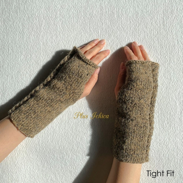 Fingerless Gloves　#17  Color.3　キャメル×ブラック 3枚目の画像