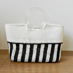 Stripe Bicolor Bag     Black × White 2枚目の画像