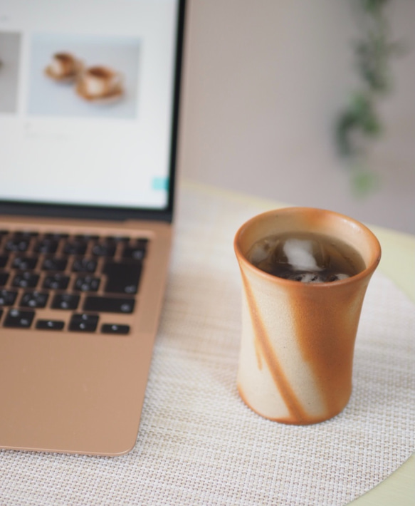 備前焼ビアマグ（くびれ）（緋だすき） 6枚目の画像